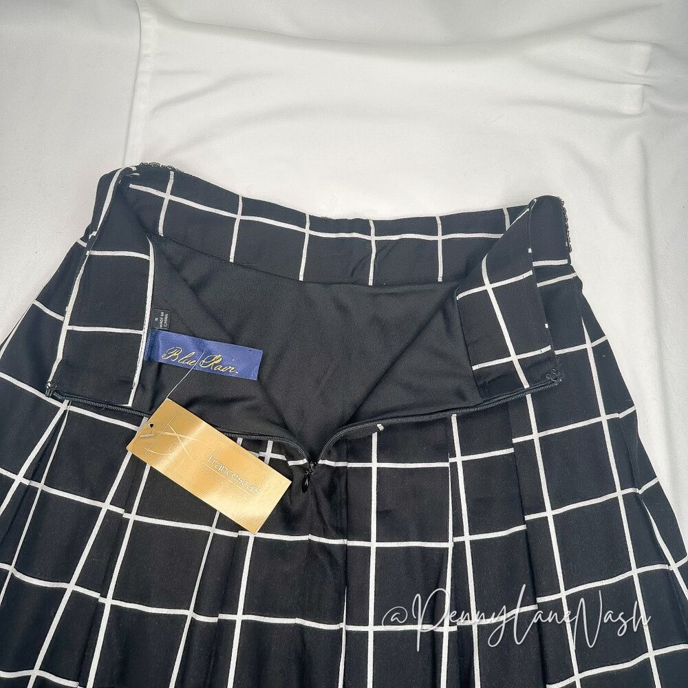 NWT Blue Rain Embellished Windowpane Skirt Size Small Black - Picture 7 of 13